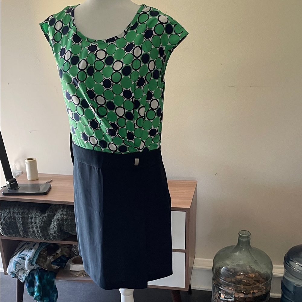 Banana Republic Navy Blue Pencil Skirt With Blu, Green and White Body